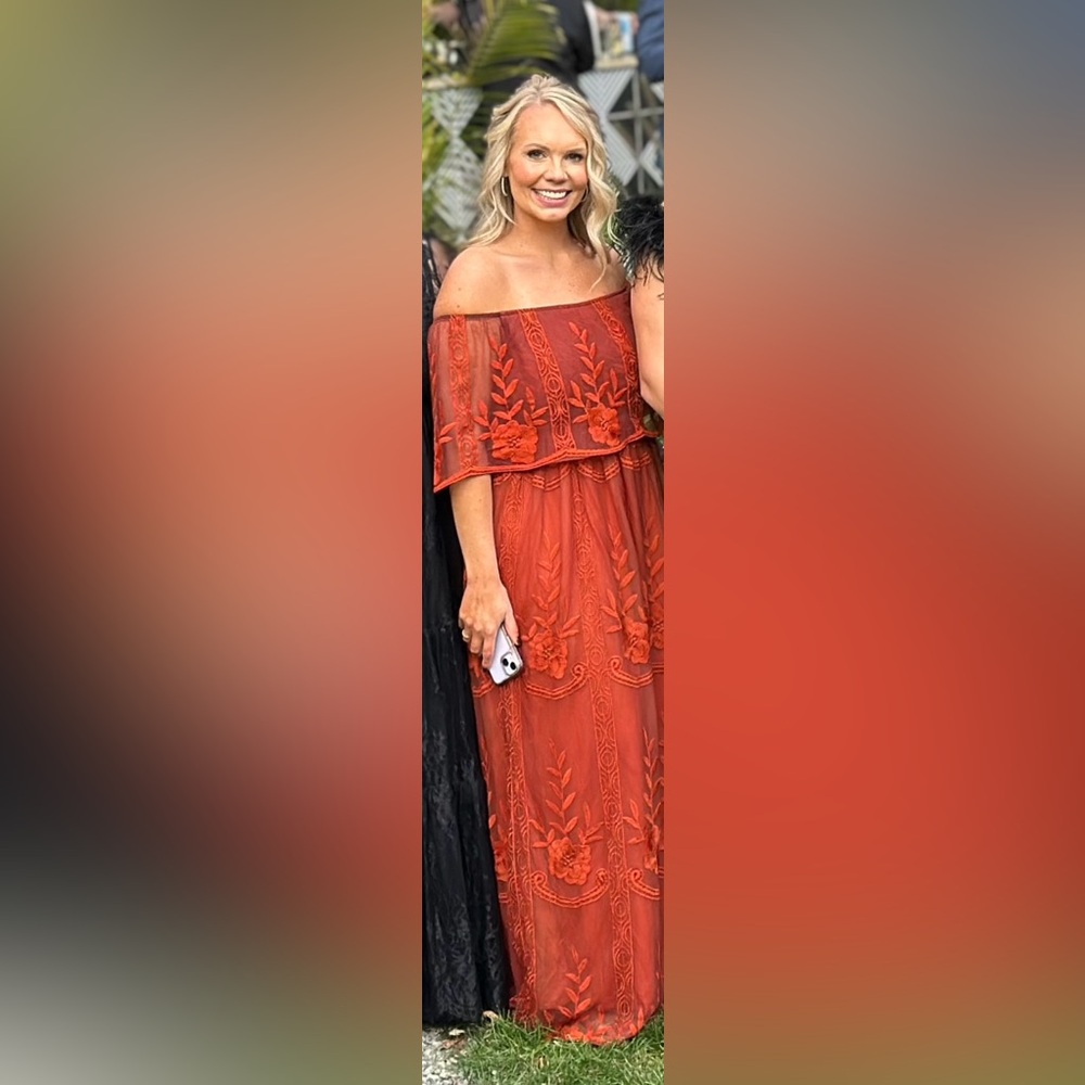 Baltic Born Off-Shoulder Rust Maxi Dress
